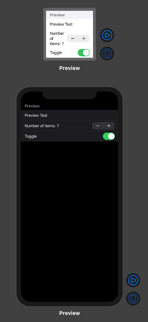 SwiftUI preview visuals